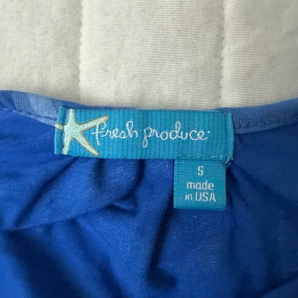 FRESH PRODUCE Womens Dress Small Blue Midi Stretch Knit Summer Beach Resort - Picture 5 of 10